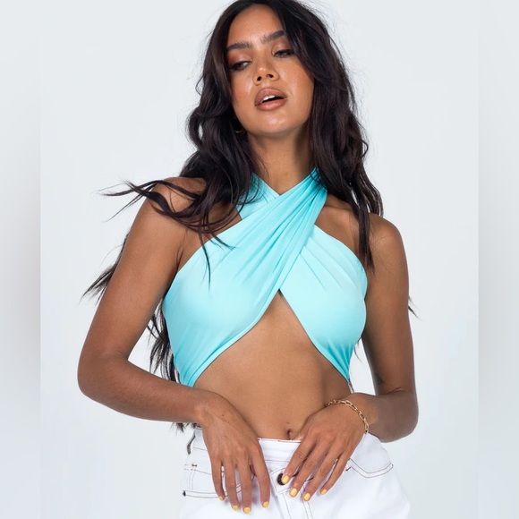 Princess Polly Midnight Blue Wrap Top - Picture 2 of 3